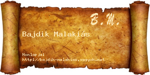 Bajdik Malakiás névjegykártya